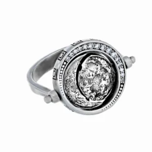 Anello Moonphases Rotante Zirconato